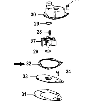 Mercury F30CT-F60EFI impellerpackning undre 8M0224241