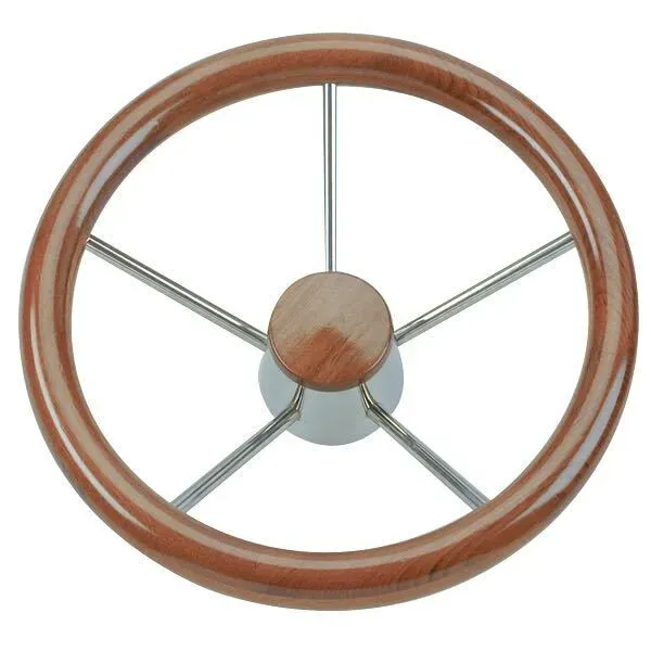 Marin & Fritid Stålratt Teak Ø40 cm Båtratt 3/4"-nav