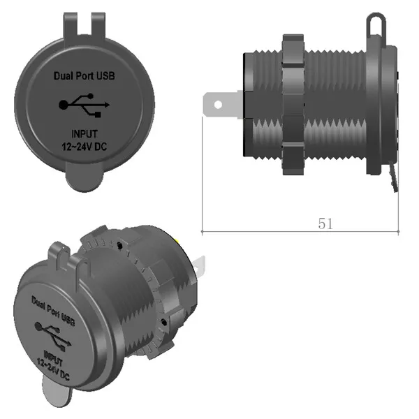 Marin & Fritid 1852 USB-uttag A+C 12/24V inbyggt 2,4A