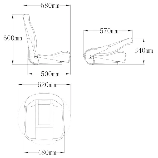 Marin & Fritid ESM CP48 båtstol svart brunröd fällbar