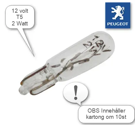 Marin & Fritid glödlampa 12V 2W T5 10-pack instrument