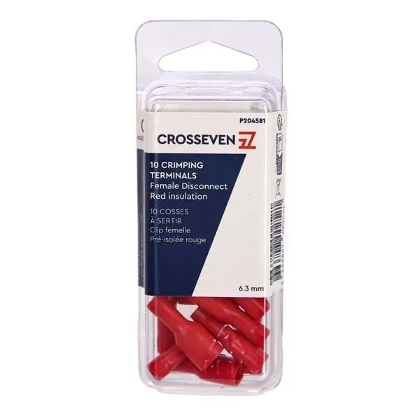 Marin & Fritid flatstiftshylsa röd 6,3 mm hona 10-pack